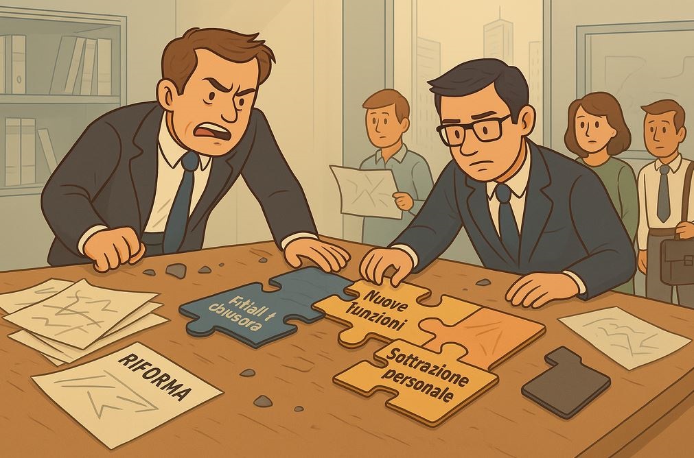 Pezzi di un puzzle difficili da incastrare (chiusura, sottrazione di personale, Filiali in chiusura) sono sparsi su un tavolo
